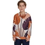 Leaves Boho Monster Nature Kids  Crewneck Sweatshirt