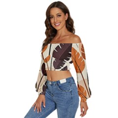 Long Sleeve Crinkled Weave Crop Top 