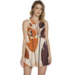 Leaves Boho Monster Nature Sleeveless High Waist Mini Dress