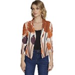 Leaves Boho Monster Nature Women s Casual 3/4 Sleeve Spring Jacket