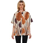 Leaves Boho Monster Nature Women s Batwing Button Up Shirt