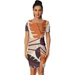 Leaves Boho Monster Nature Fitted Knot Split End Bodycon Dress