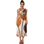 Leaves Boho Monster Nature Sleeveless Round Neck Midi Dress