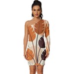 Leaves Boho Monster Nature Long Sleeve One Shoulder Mini Dress