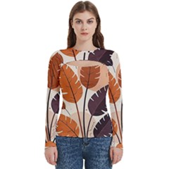 Leaves Boho Monster Nature Women s Cut Out Long Sleeve T