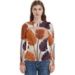 Leaves Boho Monster Nature Women s Cut Out Long Sleeve T-Shirt