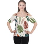 Leaves Autumn Cutout Shoulder T-Shirt