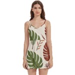 Leaves Autumn Body Wrap Sleeveless V-Neck Mini Dress