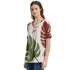 V-Neck Split Shoulder Casual T-Shirt 