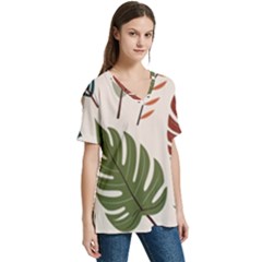 V-Neck Split Shoulder Casual T-Shirt 