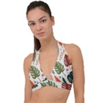 Leaves Autumn Halter Plunge Bikini Top