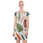 Leaves Autumn Cap Sleeve Bodycon Dress