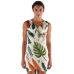 Leaves Autumn Wrap Front Bodycon Dress