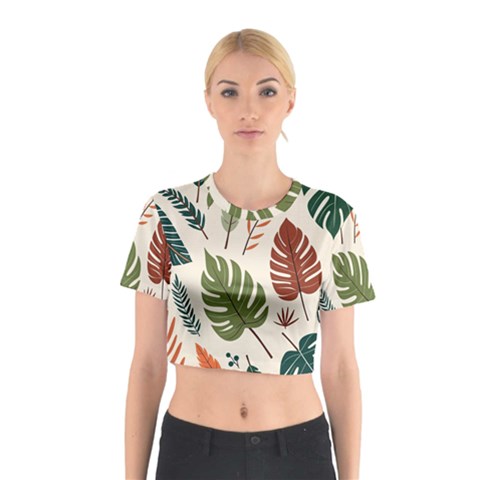 Leaves Autumn Cotton Crop Top from ArtsNow.com