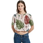 Leaves Autumn Women s Round Neck Short Sleeve Crop Top