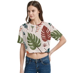 Women s Round Neck Short Sleeve Crop Top 