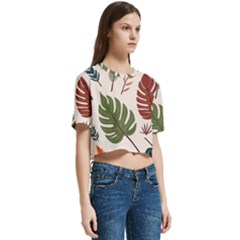 Women s Round Neck Short Sleeve Crop Top 