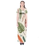 Leaves Autumn Short Sleeve Maxi Dress