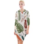 Leaves Autumn Quarter Sleeve Hood Bodycon Dress