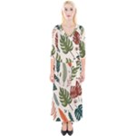 Leaves Autumn Quarter Sleeve Wrap Maxi Dress