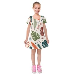 Leaves Autumn Kids  Short Sleeve Velvet Dress from ArtsNow.com