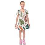 Leaves Autumn Kids  Short Sleeve Velvet Dress