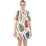 Leaves Autumn Sixties Short Sleeve Mini Dress