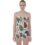 Leaves Autumn Tie Front Two Piece Tankini