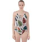 Leaves Autumn Cut Out Top Tankini Set