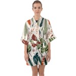 Leaves Autumn Half Sleeve Satin Kimono 