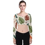 Leaves Autumn Velvet Long Sleeve Crop Top