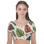 Leaves Autumn Velvet Short Sleeve Crop Top 