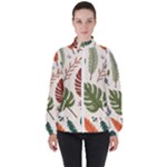 Leaves Autumn Women s High Neck Windbreaker