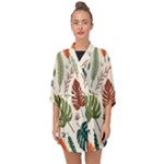 Leaves Autumn Half Sleeve Chiffon Kimono