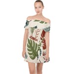 Leaves Autumn Off Shoulder Chiffon Dress