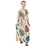 Leaves Autumn Kids  Short Sleeve Maxi Dress