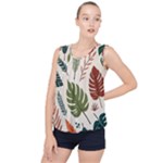 Leaves Autumn Bubble Hem Chiffon Tank Top