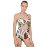 Leaves Autumn Scallop Top Cut Out Swimsuit