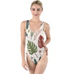 Leaves Autumn High Leg Strappy Swimsuit