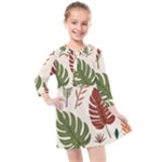 Leaves Autumn Kids  Quarter Sleeve Shirt Dress