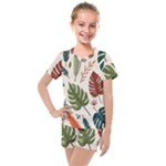 Leaves Autumn Kids  Mesh T-Shirt and Shorts Set