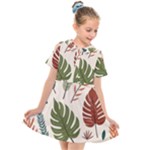 Leaves Autumn Kids  Short Sleeve Shirt Dress