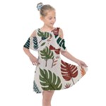 Leaves Autumn Kids  Shoulder Cutout Chiffon Dress