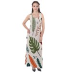 Leaves Autumn Sleeveless Velour Maxi Dress