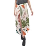 Leaves Autumn Velour Split Maxi Skirt