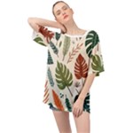 Leaves Autumn Oversized Chiffon Top