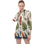 Leaves Autumn Long Sleeve Satin Shirt