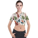 Leaves Autumn Short Sleeve Cropped Jacket