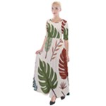 Leaves Autumn Half Sleeves Maxi Dress