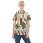 Leaves Autumn Women s Short Sleeve Pocket Shirt